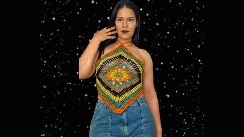 Crochet Granny Square Top Pattern 7