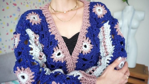Crochet Granny Squares Cardigan Pattern 8
