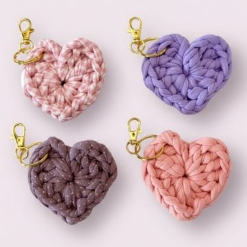 Crochet Heart Keychain Pattern 9