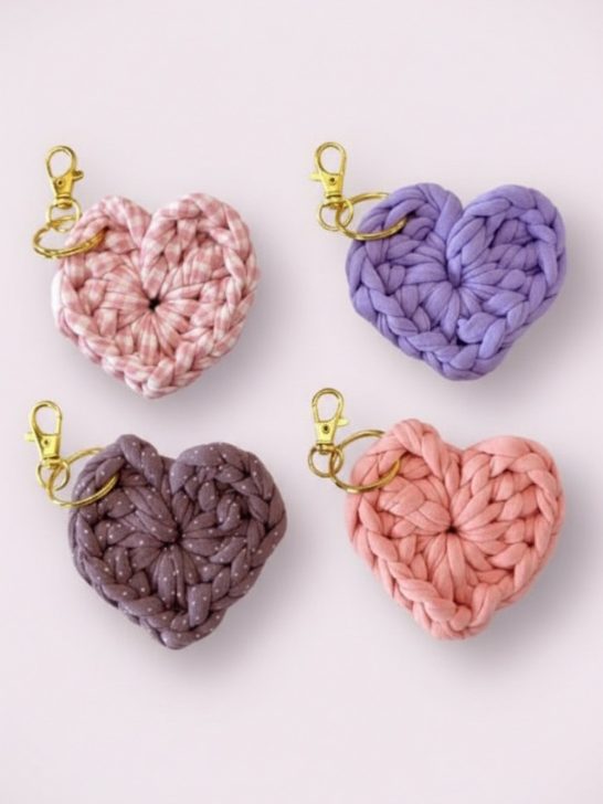 Crochet Heart Keychain Pattern 9