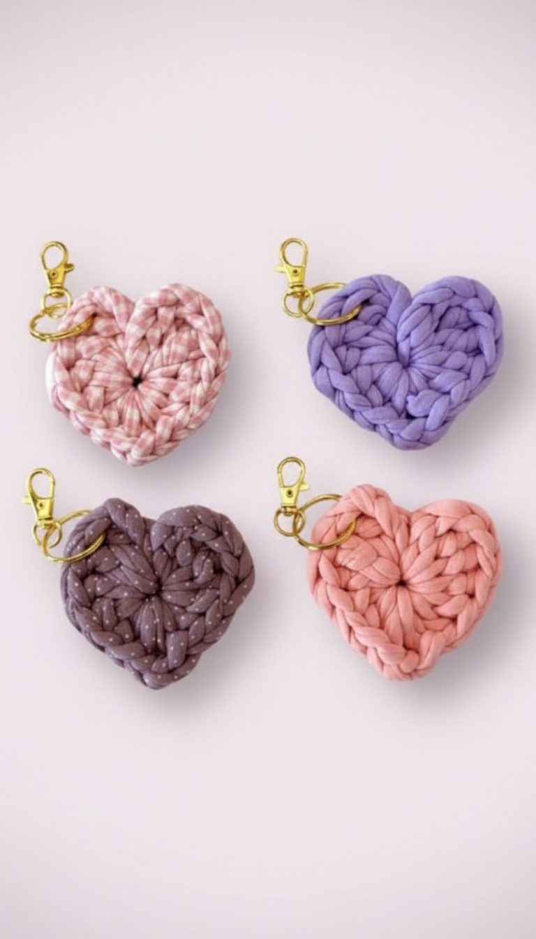 Crochet Heart Keychain Pattern 9