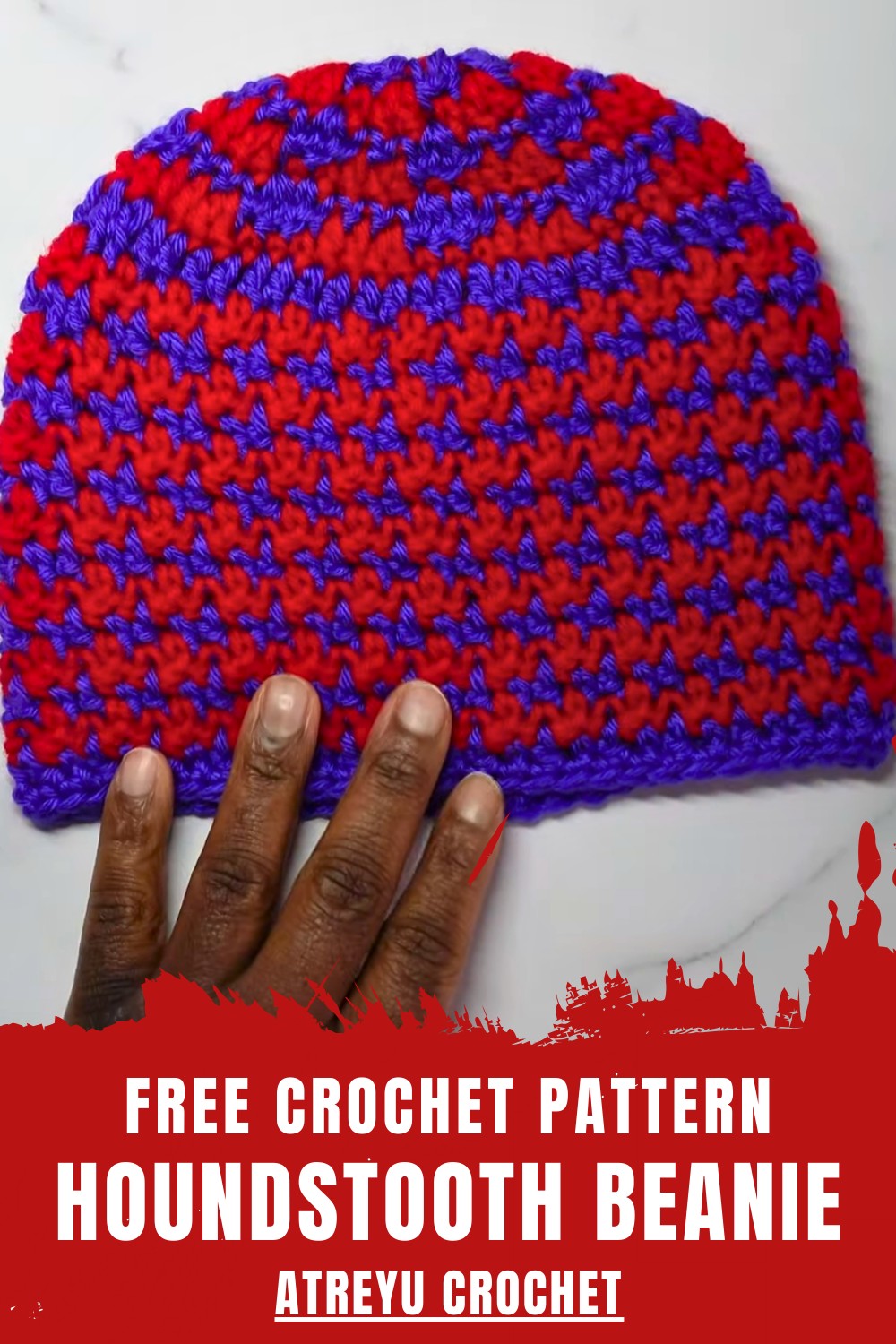 Crochet Houndstooth Beanie