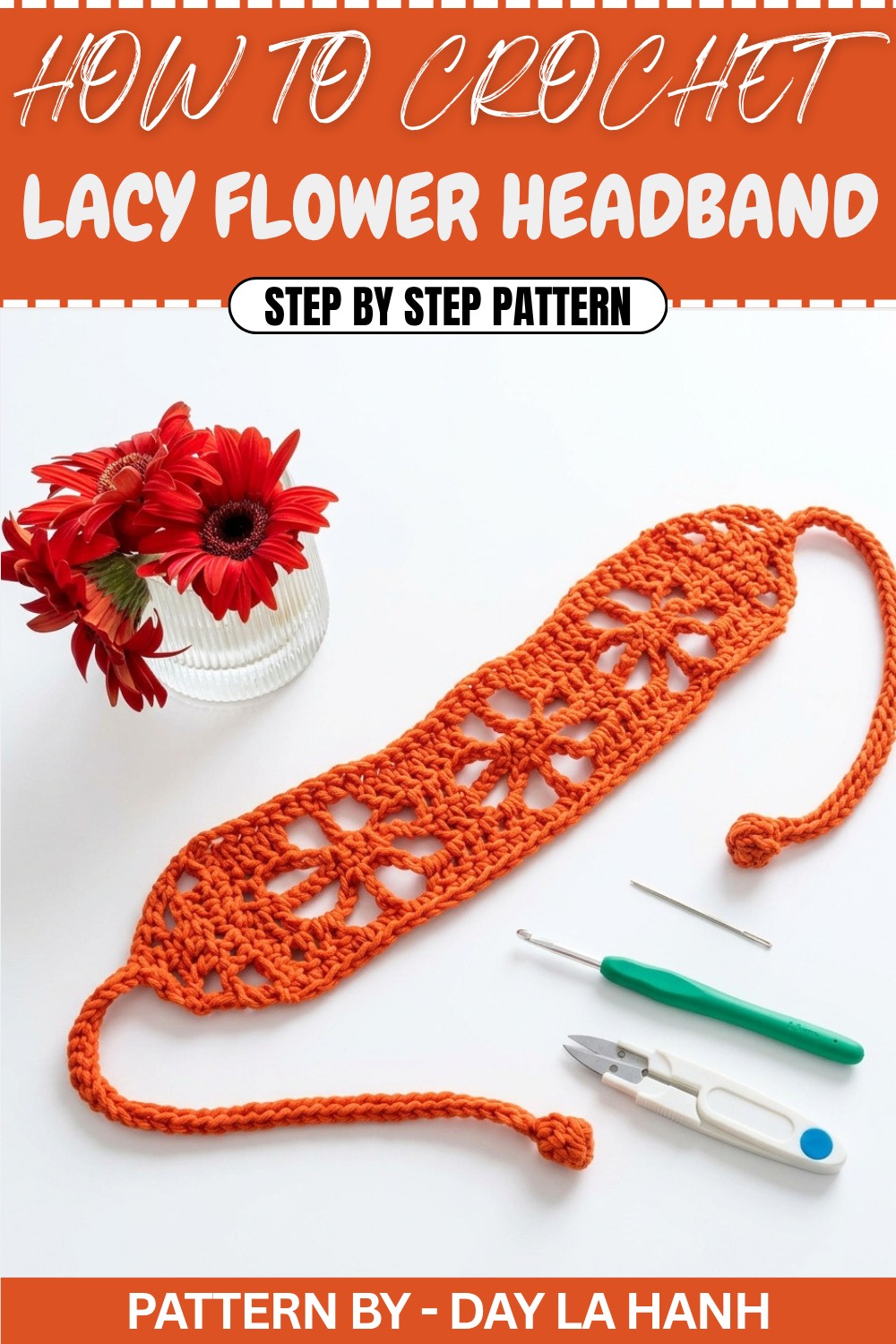 Crochet Lacy Flower Headband