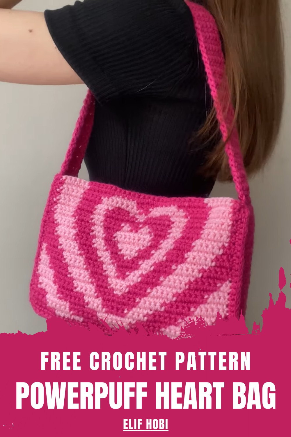 Crochet Powerpuff Heart Bag
