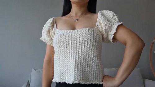 Crochet Puff Sleeve Top Pattern 8