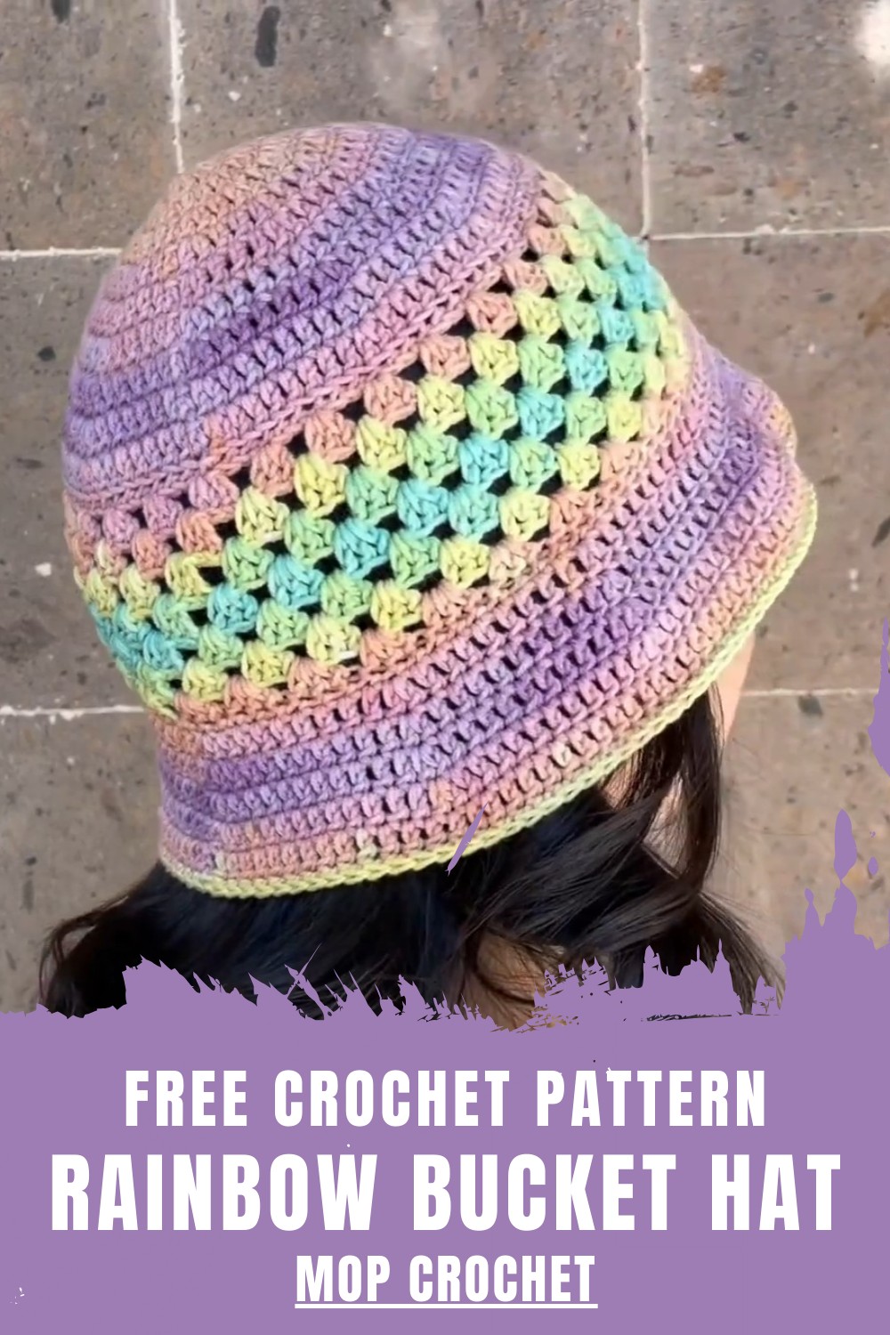 Crochet Rainbow Bucket Hat