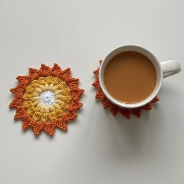 Crochet Sun-Rays Coaster Pattern 9