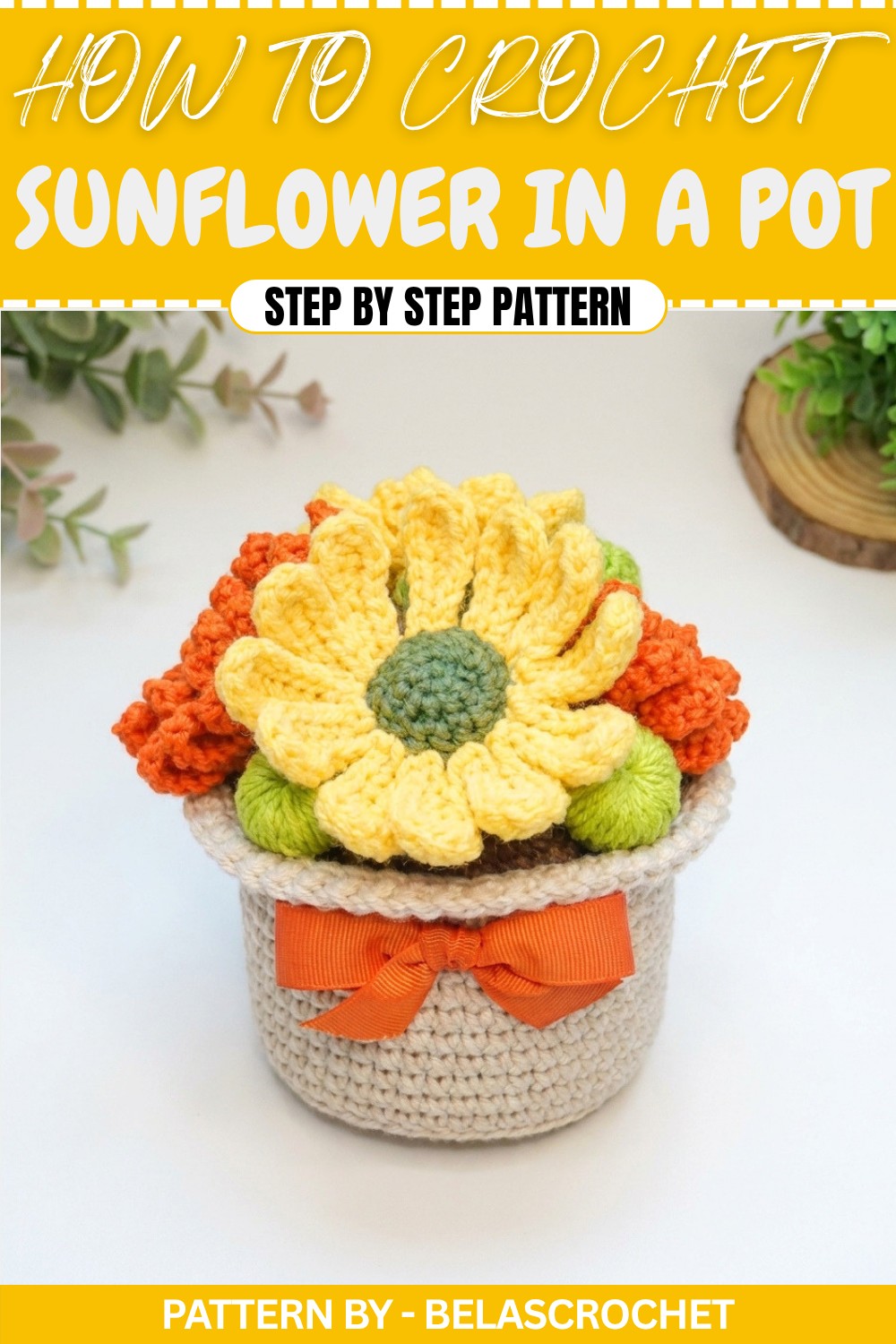 Crochet Sunflower In A Pot