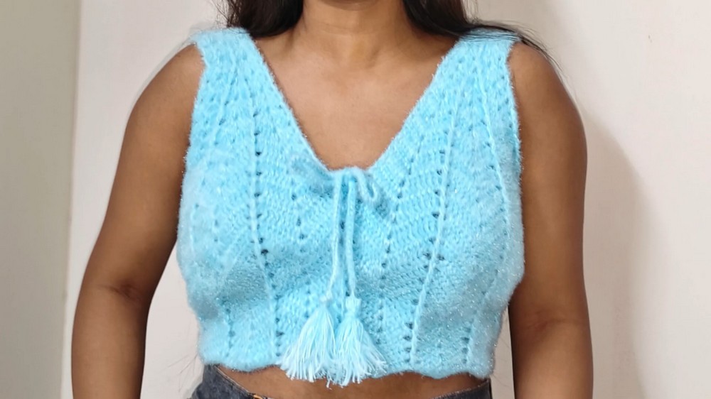 Crochet V Neck Sweater Vest