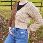 Crochet Two Tone Knit-look Fall Sweater 1