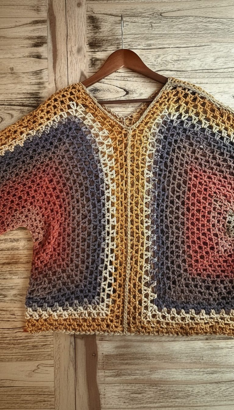 Crochet V-Stitch Hexagon Sweater Pattern 8