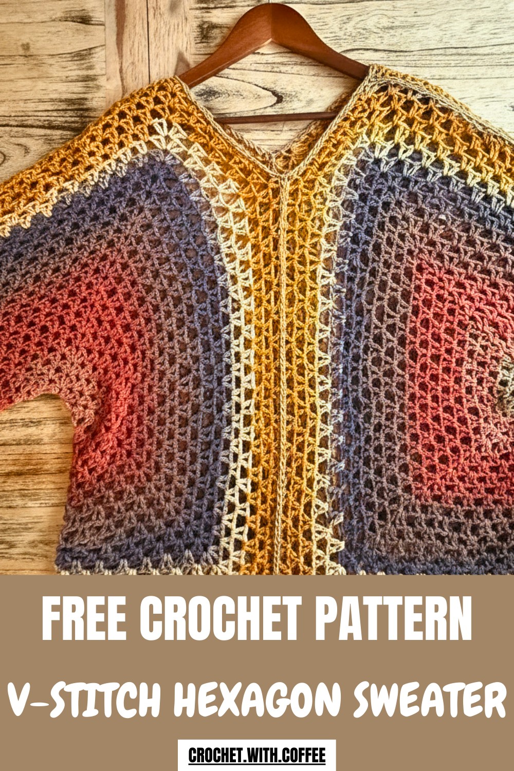 Crochet V-Stitch Hexagon Sweater Pattern