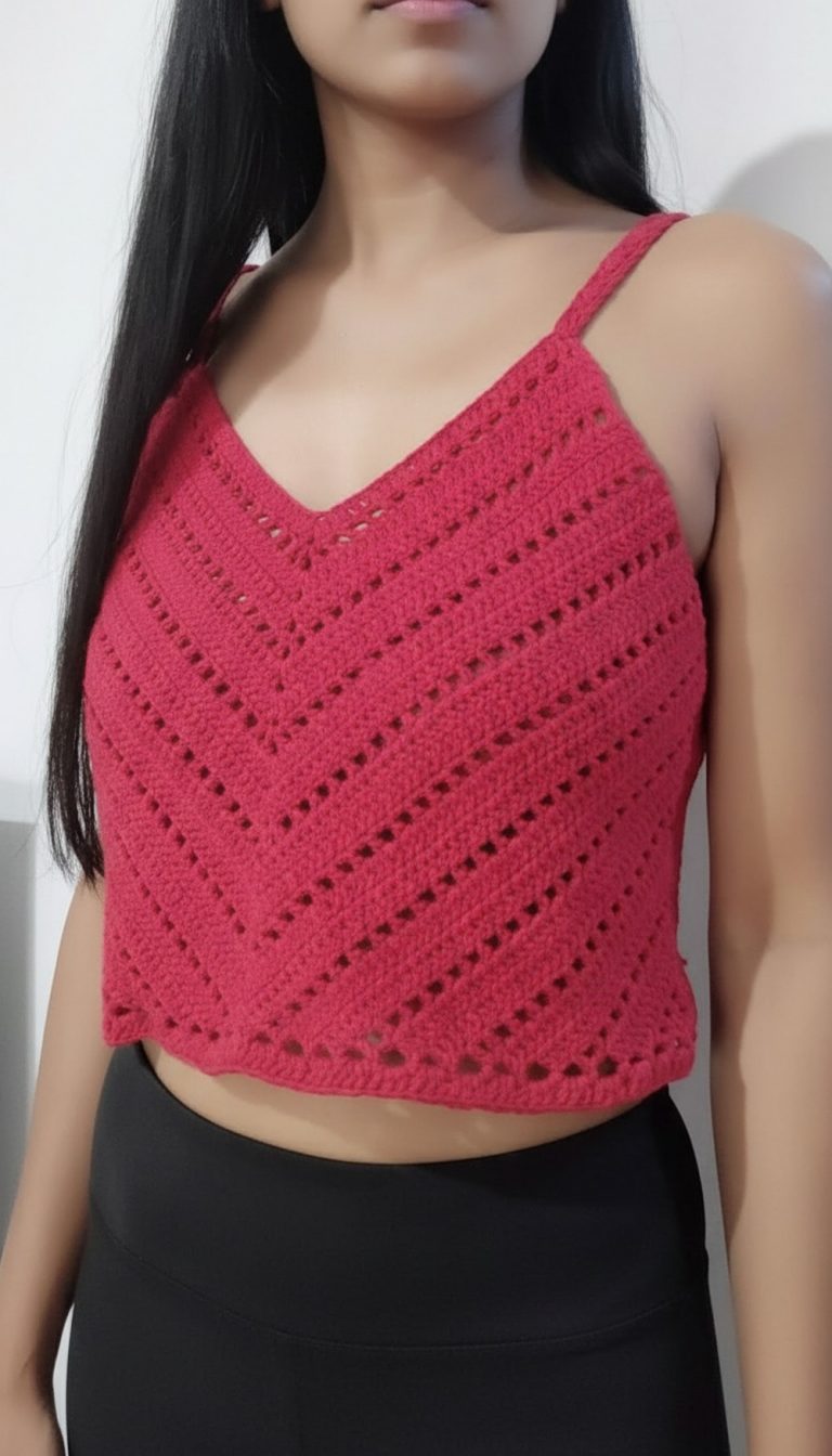Crochet V-Neck Crop Top Pattern: Free Tutorial With Steps