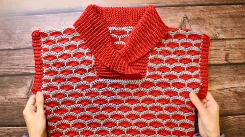 Crochet Vest With A Shawl Collar Pattern 8