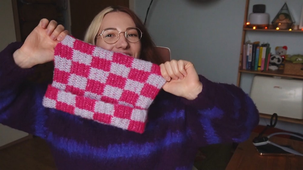 Crochet Checkered Mohair Cat