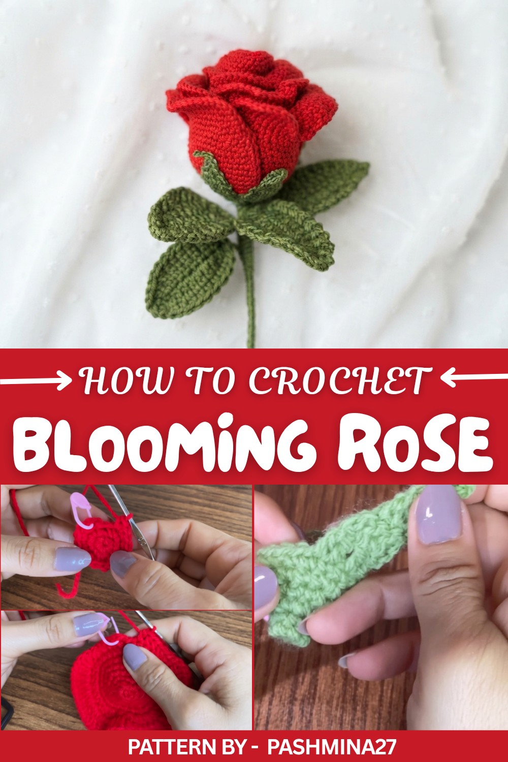 Crochet rose step by step