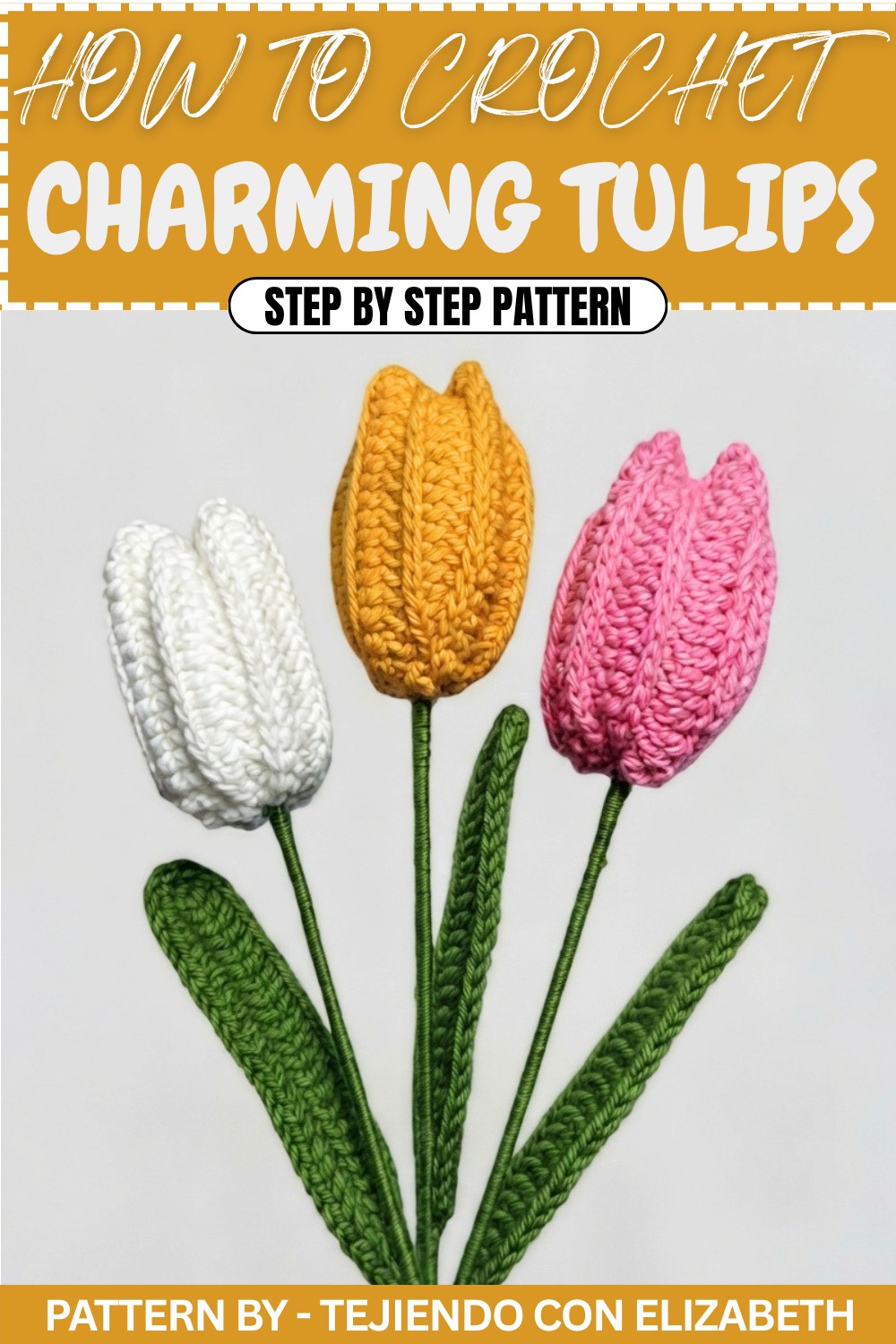 Crochet tulips in a strip pattern, very easy to crochet (1)