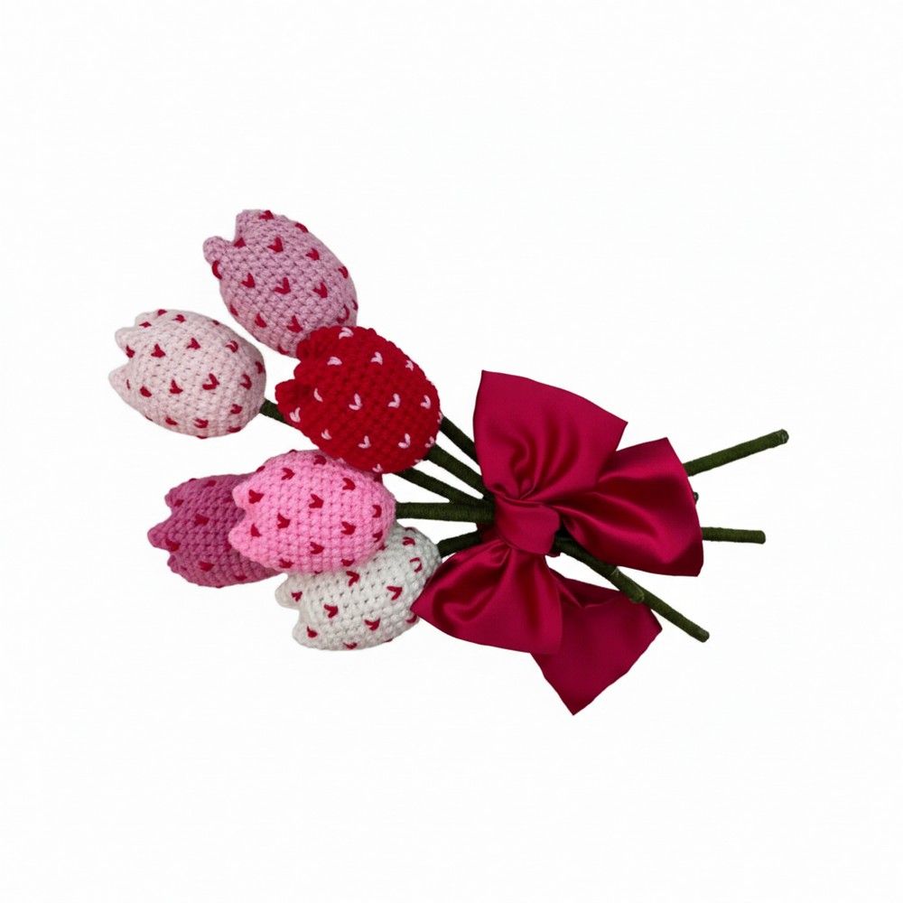 Brighten Crochet Tulips with Hearts Pattern for Table Accents