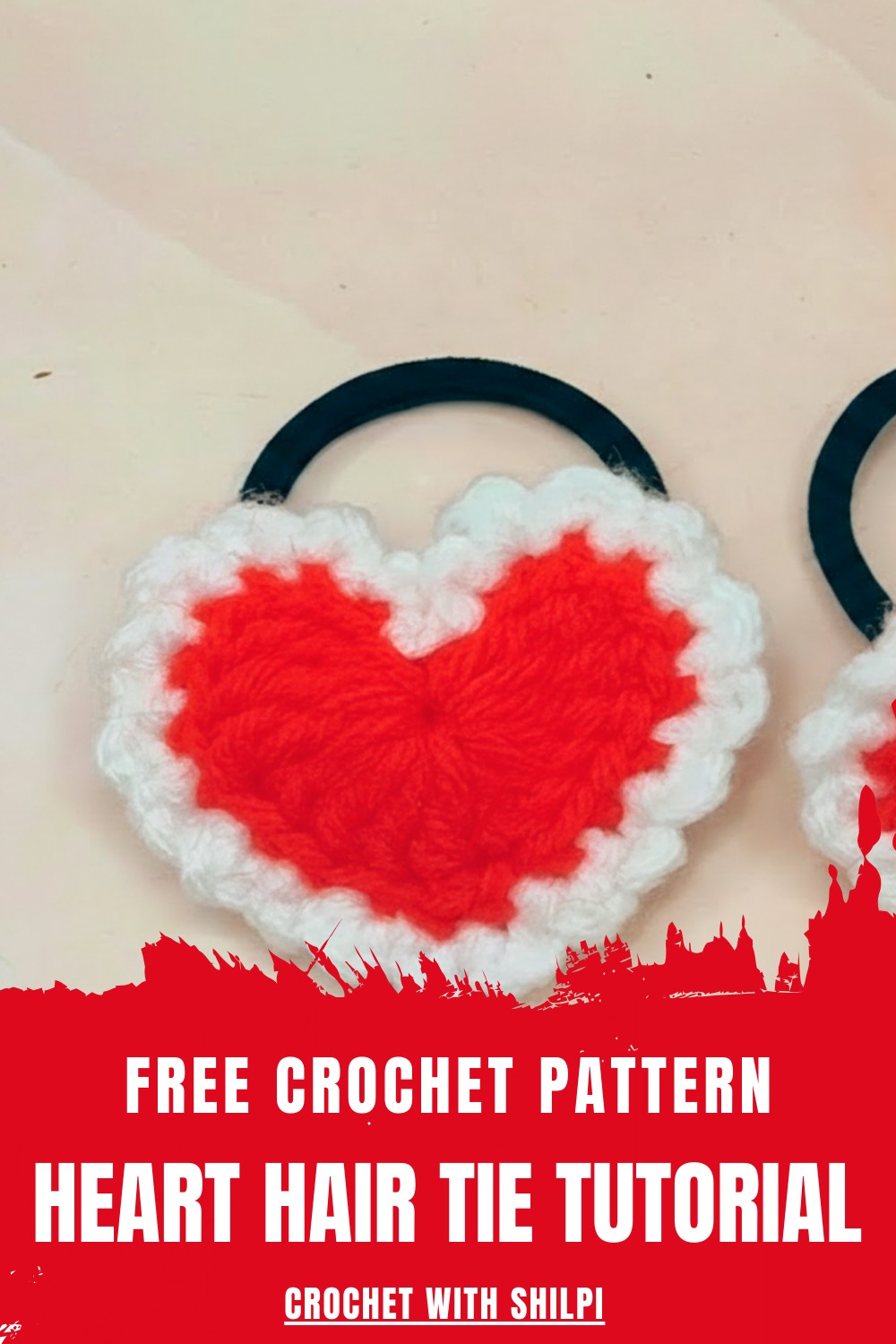 Easy Crochet Heart Hair Tie Tutorial