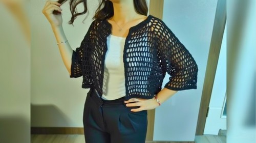 Easy Crochet Mesh Cardigan Pattern 8