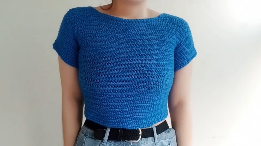 Crochet Short Sleeve Crop Top