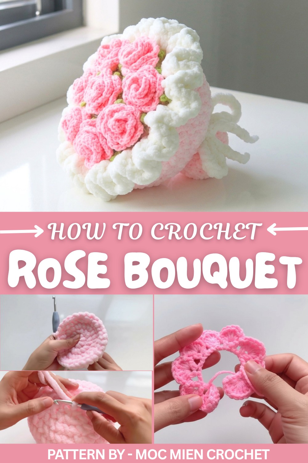 How to crochet a bouquet roses (1)