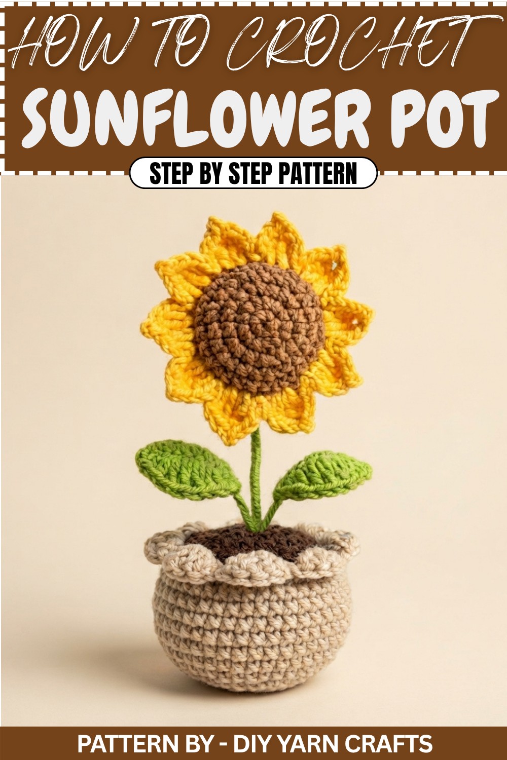 How to crochet sunflower pot for beginners (1)