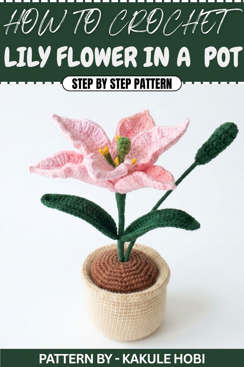 Making a Lily Flower in a Knitted Pot (1)