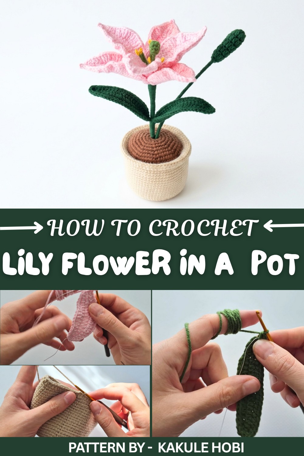 Making a Lily Flower in a Knitted Pot