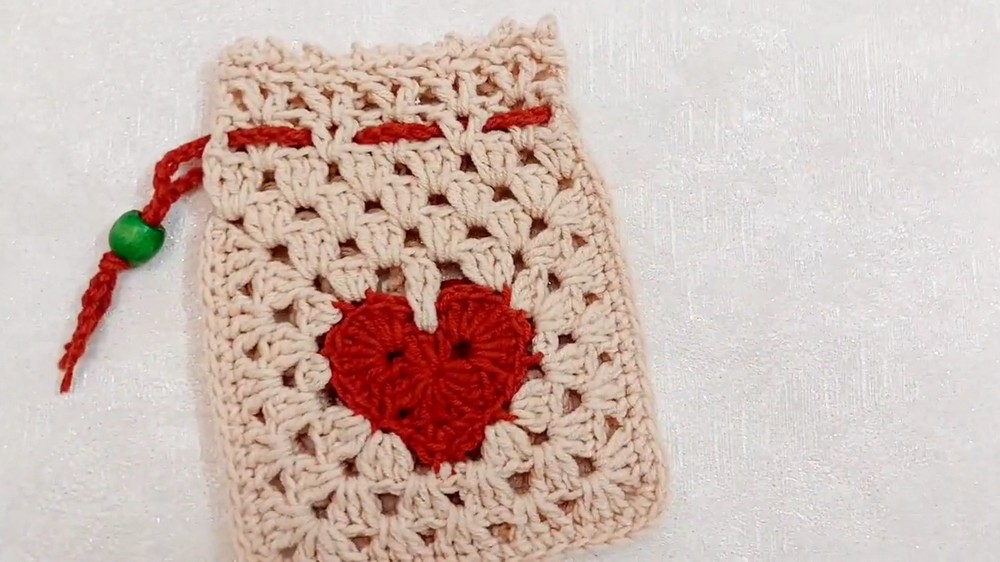 Crochet Heart Granny Pouch