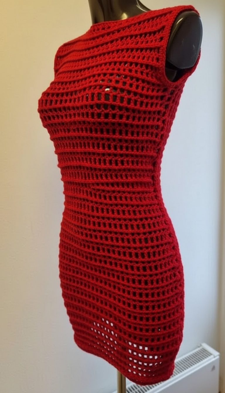 Ribbed Crochet Mesh Dress Pattern 10