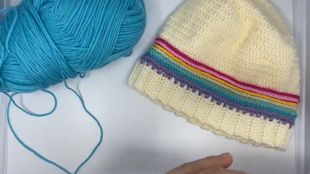 Crochet Baby Hat With A Rainbow