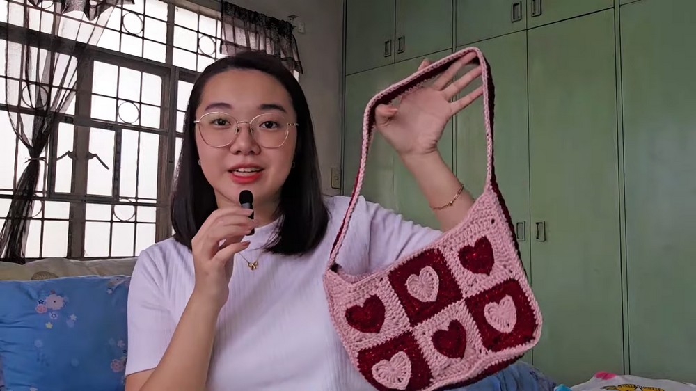 Crochet Granny Heart Bag