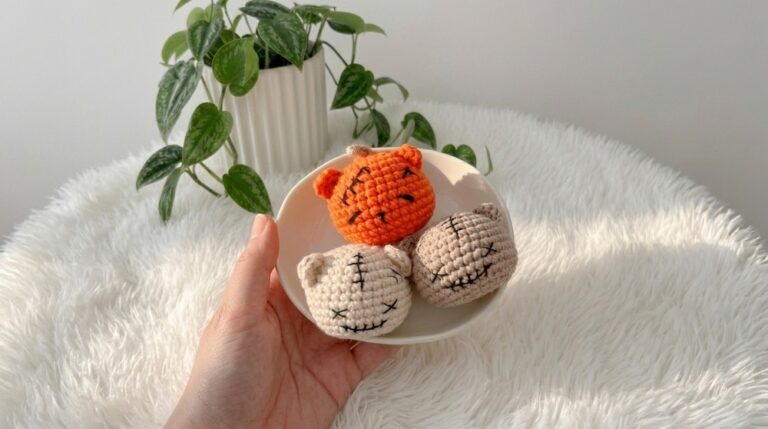 Crochet Bear Head Keychain Pattern 6