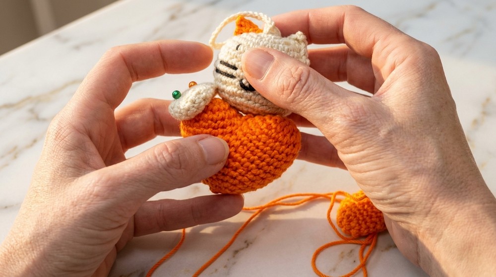 Crochet Cat And Heart Keychain Pattern 5
