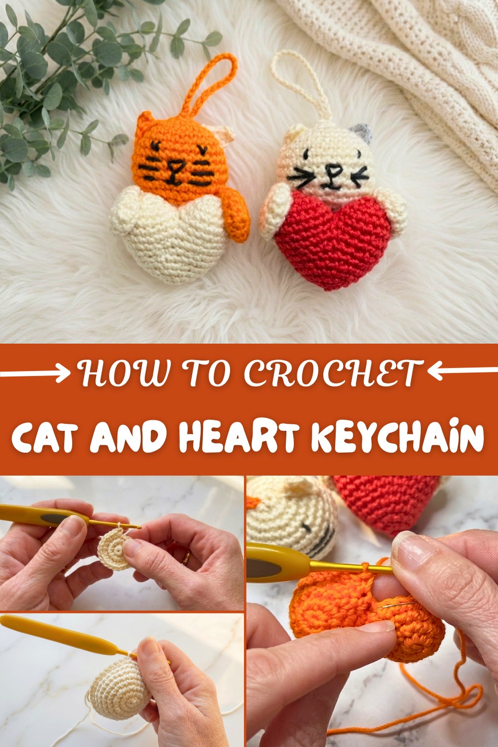 Crochet Cat And Heart Keychain Pattern