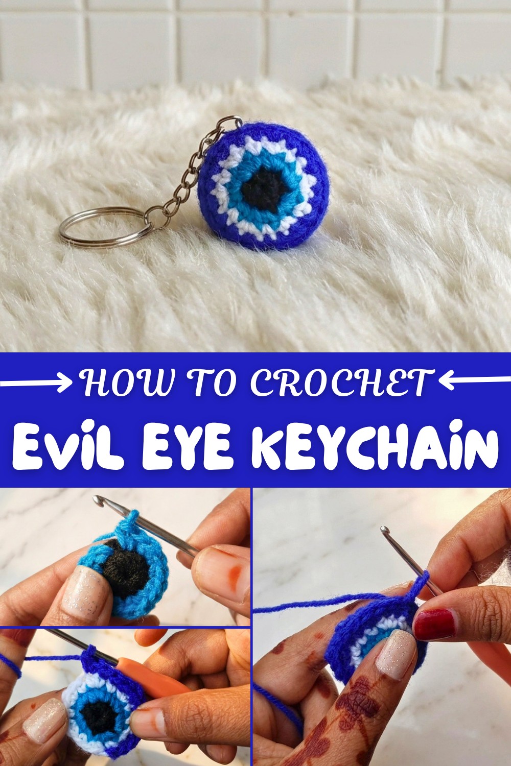 Crochet Evil Eye Keychain Pattern