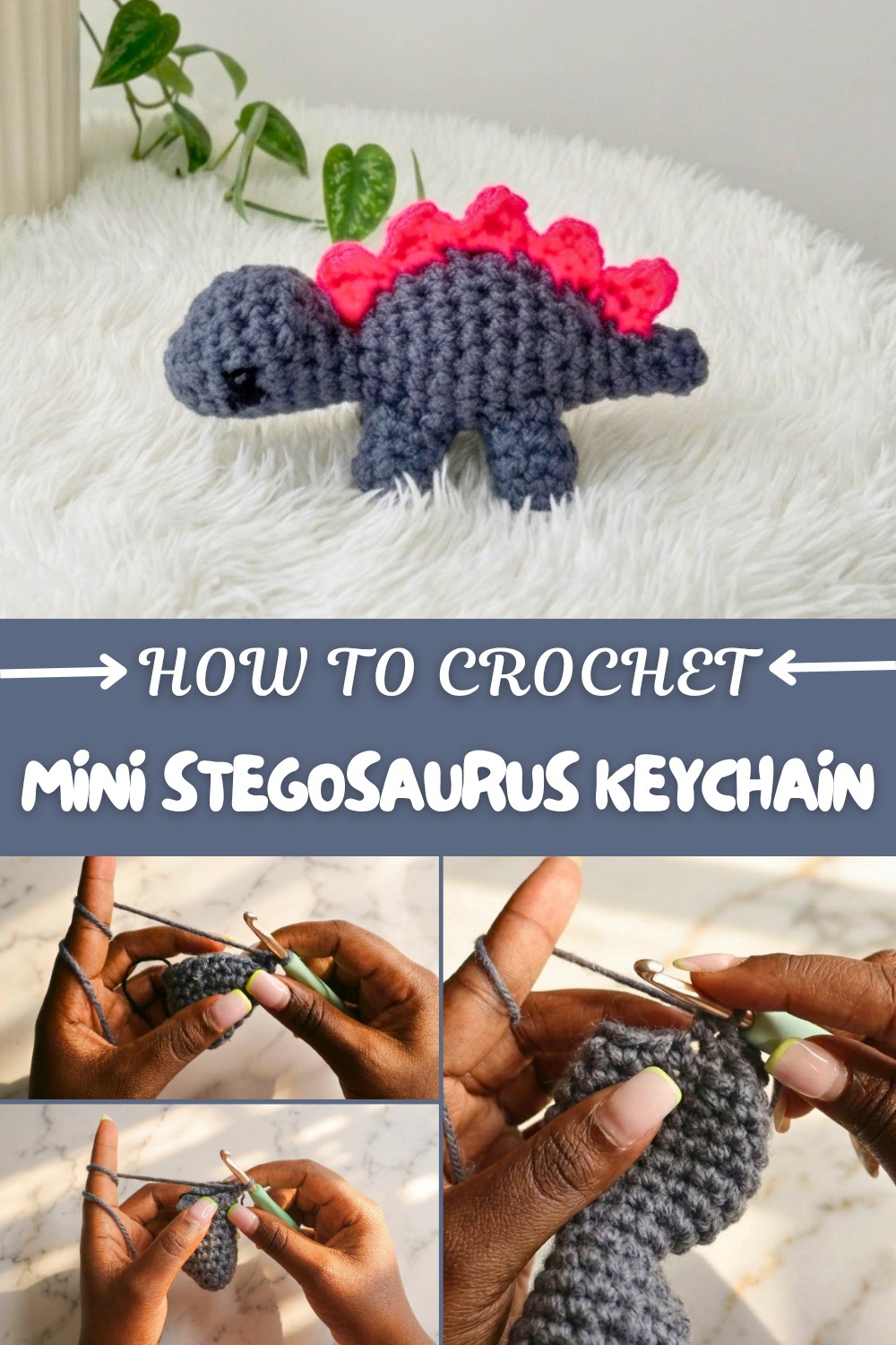 Crochet Mini Stegosaurus Keychain Pattern