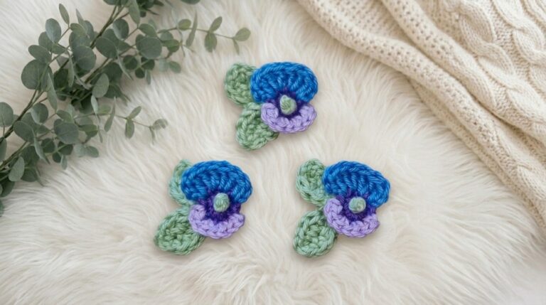 Crochet Miniature Pansy Flower Pattern 6
