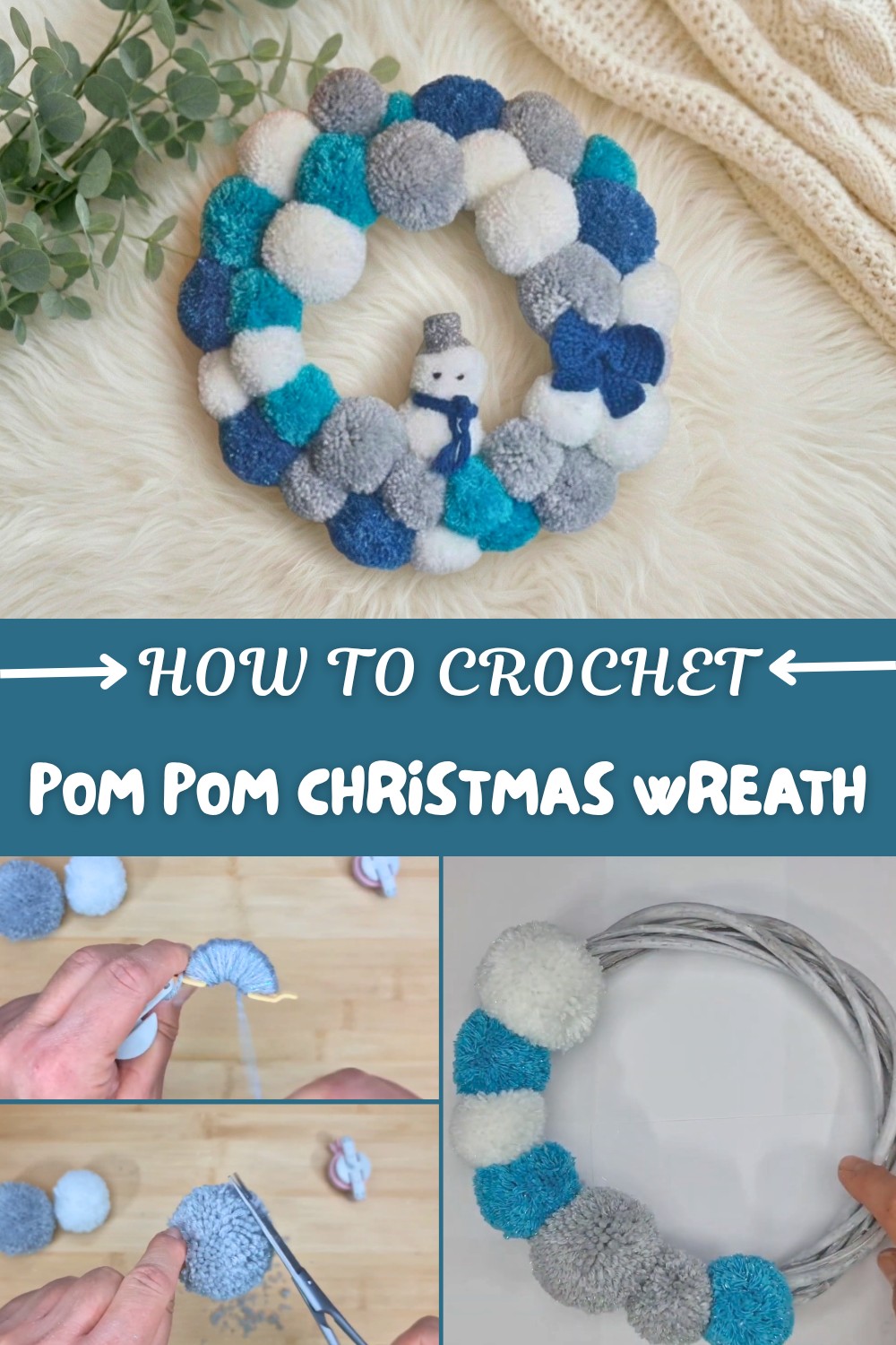 Crochet Pom Pom Christmas Wreath Pattern