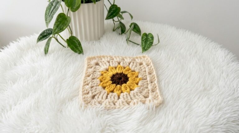 Crochet Sunflower Granny Square Pattern 6