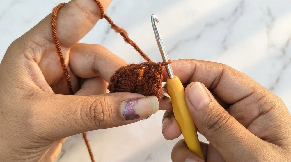 Crochet Sunflower Hair Clip Pattern 2