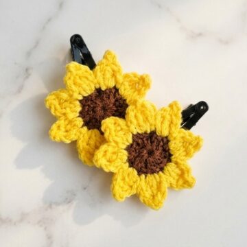 Crochet Sunflower Hair Clip Pattern 6