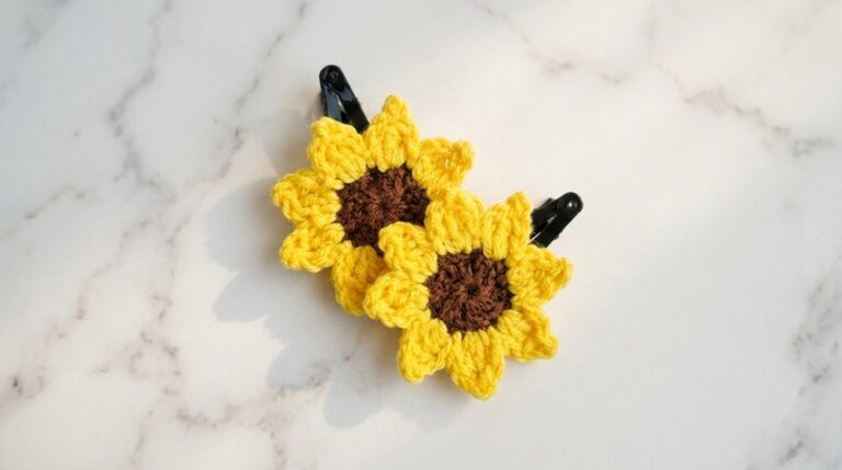 Crochet Sunflower Hair Clip Pattern 6