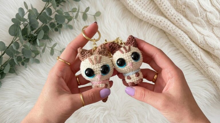 Cute Crochet Kitten Keychain Pattern 6
