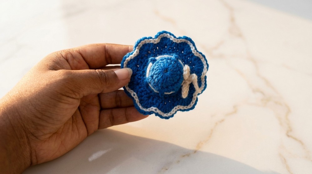 Easy Crochet Cap Hair Tie Pattern 5