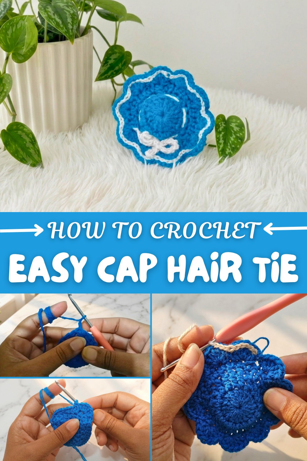 Easy Crochet Cap Hair Tie Pattern