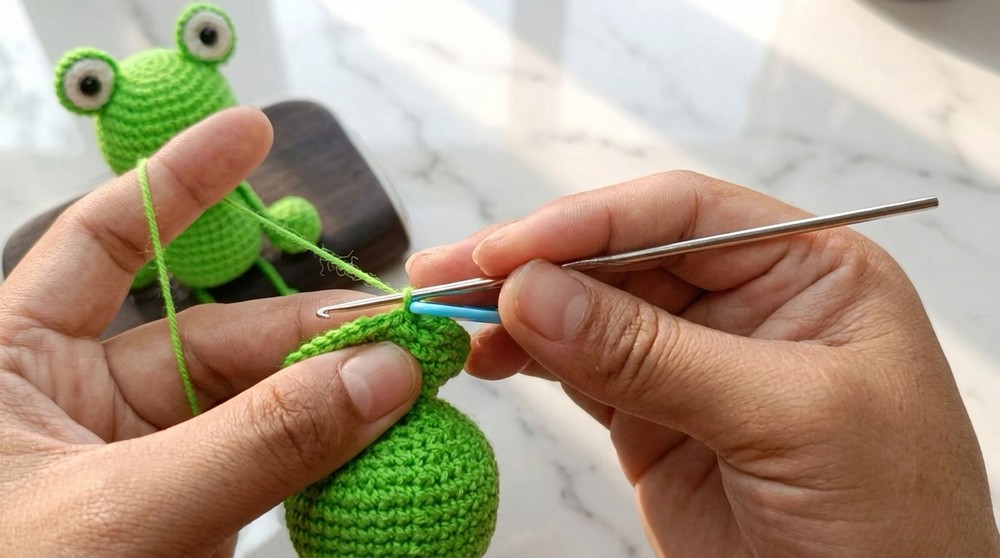 Easy Crochet Frog Keychain Pattern 4