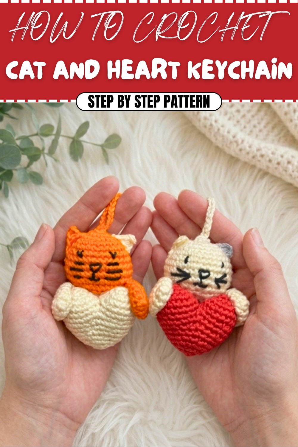 Free Crochet Cat And Heart Keychain Pattern