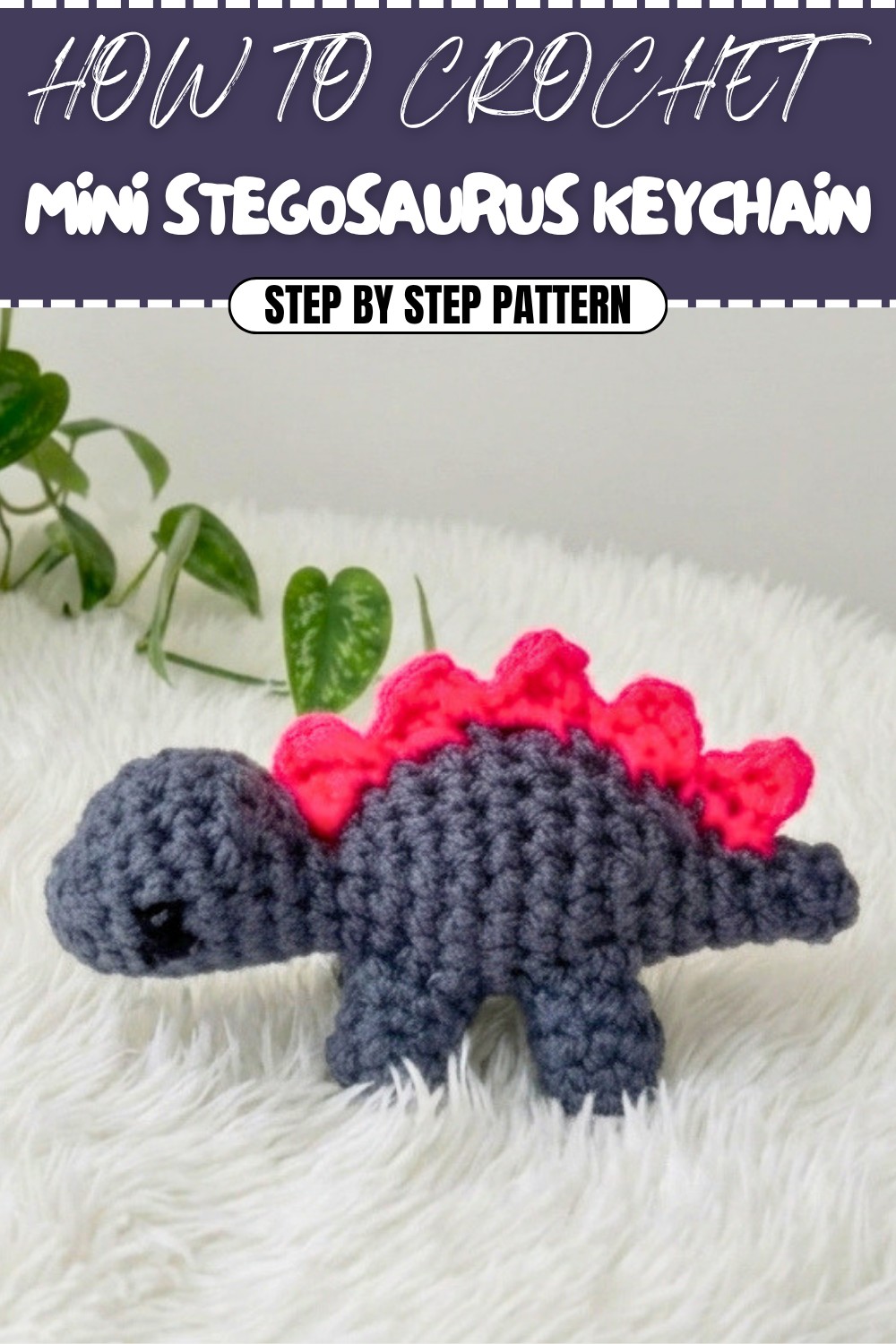 Free Crochet Mini Stegosaurus Keychain Pattern